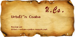 Urbán Csaba névjegykártya